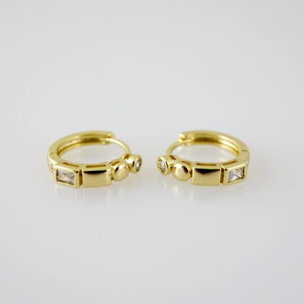 E2333 Earrings - Aretes - Zircon Stone - 14K Real Color