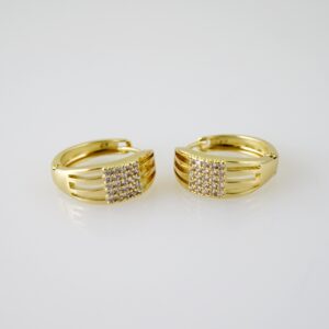E2335 Earrings - Aretes - Zircon Stone - 14K Real Color