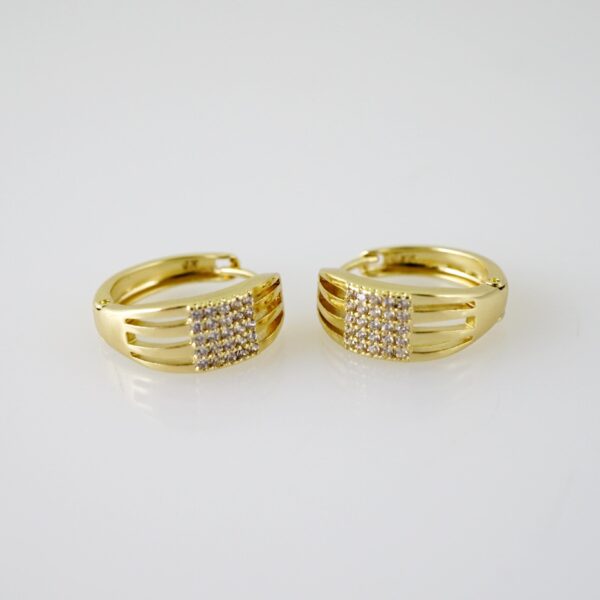 E2335 Earrings - Aretes - Zircon Stone - 14K Real Color