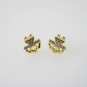 E2336 Earrings - Aretes - Zircon Stone - 14K Real Color