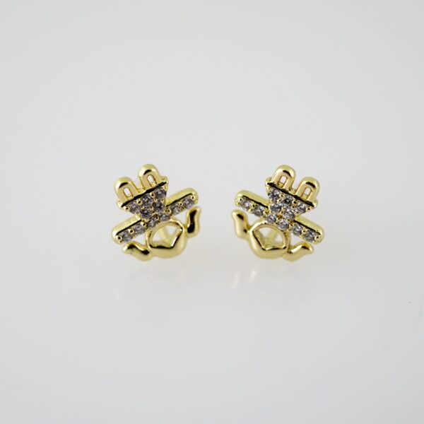 E2336 Earrings - Aretes - Zircon Stone - 14K Real Color