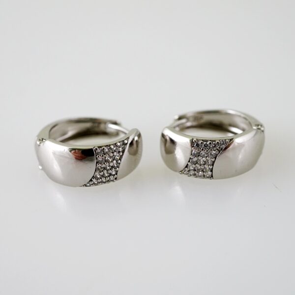 E2337 Earrings - Aretes - Zircon Stone - Silver Color