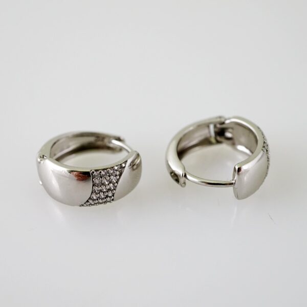 E2337 Earrings - Aretes - Zircon Stone - Silver Color - Image 2