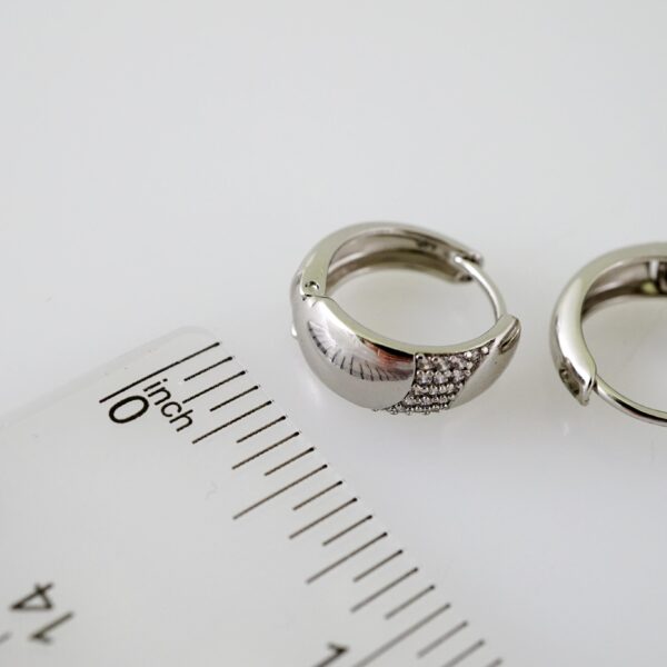 E2337 Earrings - Aretes - Zircon Stone - Silver Color - Image 3
