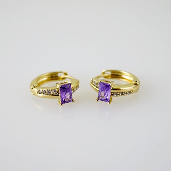 E2338 Earrings - Aretes - Zircon Stone - 14K Real Color