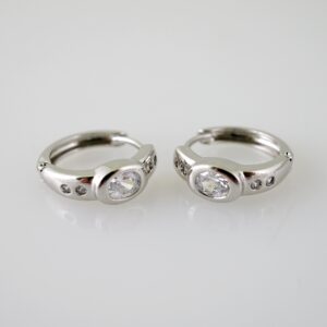 E2340 Earrings - Aretes - Zircon Stone - Silver Color