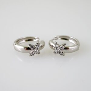 E2342 Earrings - Aretes - Zircon Stone - Silver Color