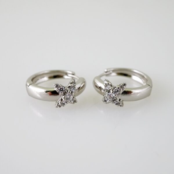 E2342 Earrings - Aretes - Zircon Stone - Silver Color