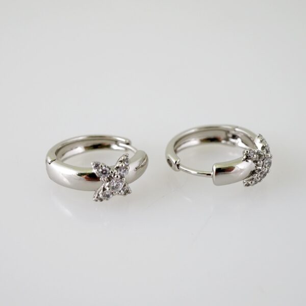 E2342 Earrings - Aretes - Zircon Stone - Silver Color - Image 2