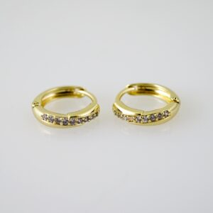 E2344 Earrings - Aretes - Zircon Stone - 14K Real Color