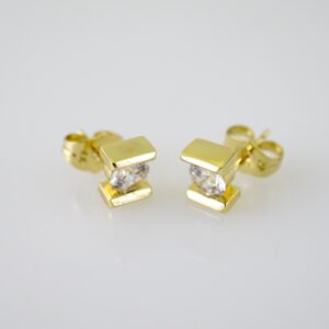E2346 Earrings - Aretes - Zircon Stone - 14K Real Color