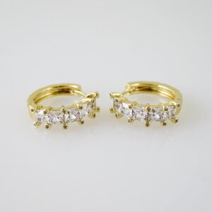 E2347 Earrings - Aretes - Zircon Stone - 14K Real Color