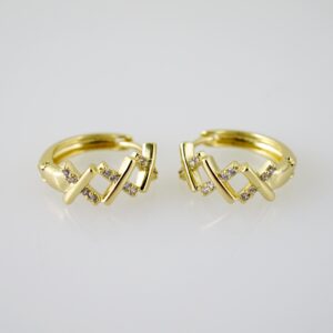 E2350 Earrings - Aretes - Zircon Stone - 14K Real Color