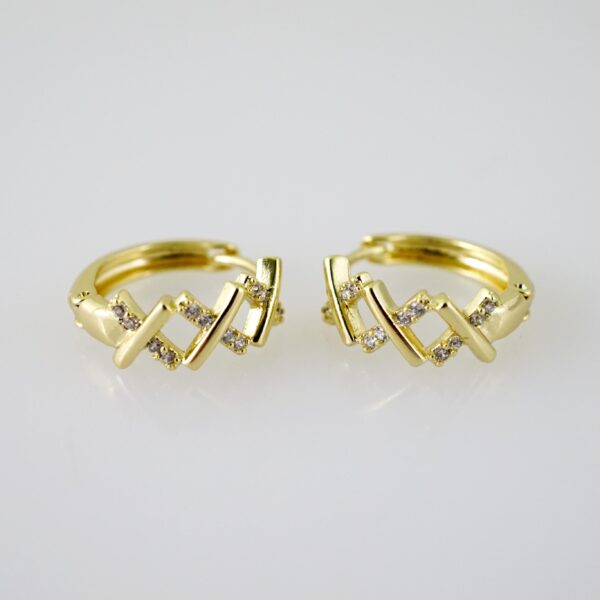 E2350 Earrings - Aretes - Zircon Stone - 14K Real Color