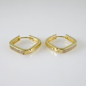 E2360 Earrings - Aretes - Zircon Stone - 14K Real Color