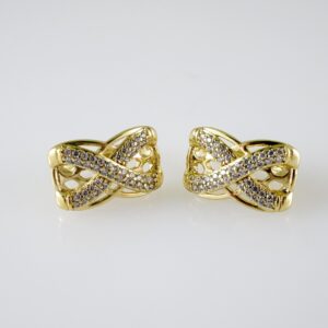E2362 Earrings - Aretes - Zircon Stone - 14K Real Color
