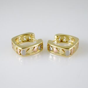 E2364 Earrings - Aretes - Three Tone - Plain