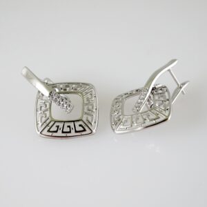 E2367 Earrings - Aretes - Zircon Stone - Silver Color