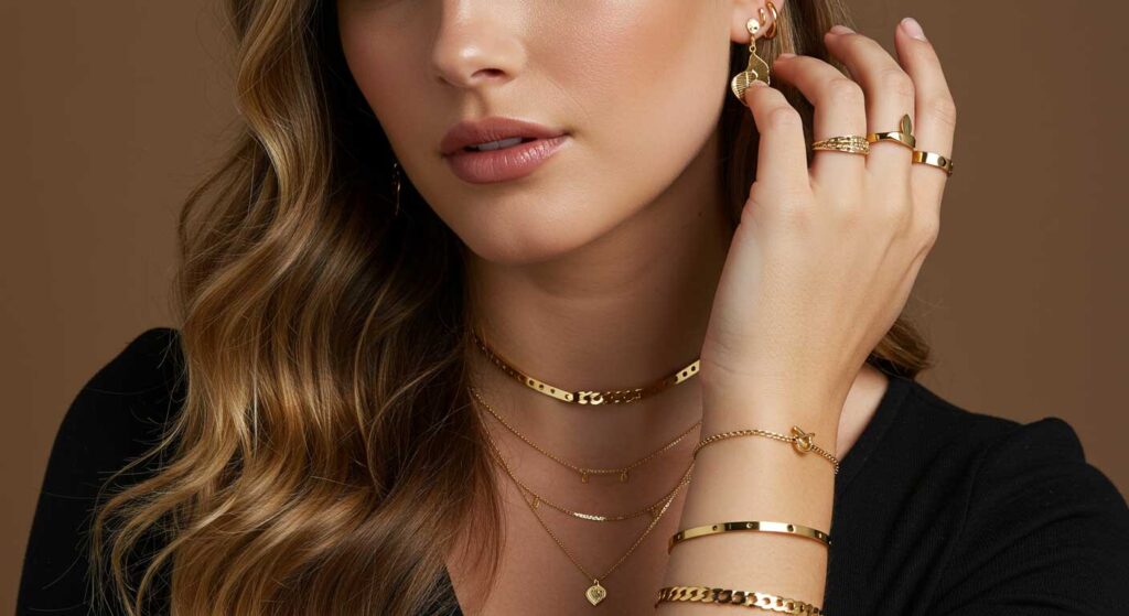 Prendas de Acero Bañadas en Oro