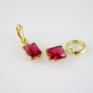 E2370 Earrings - Aretes - Zircon Stone - 14K Real Color