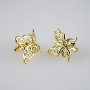 E2376 Earrings - Aretes - Three Tone - Plain