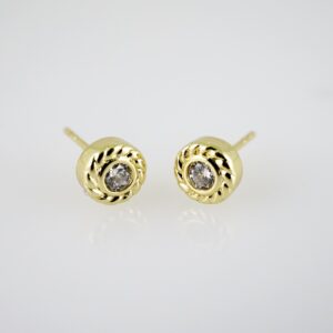 E2377 Earrings - Aretes - Zircon Stone - 14K Real Color