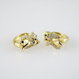 E2380 Earrings - Aretes - Zircon Stone - 14K Real Color