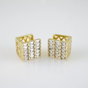 E2383 Earrings - Aretes - Zircon Stone - 14K Real Color