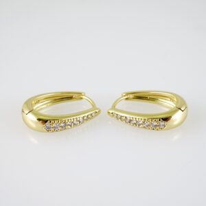 E2385 Earrings - Aretes - Zircon Stone - 14K Real Color