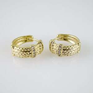 E2389 Earrings - Aretes - Zircon Stone - 14K Real Color