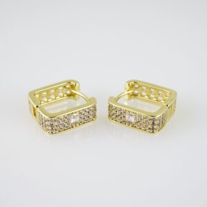 E2390 Earrings - Aretes - Zircon Stone - 14K Real Color