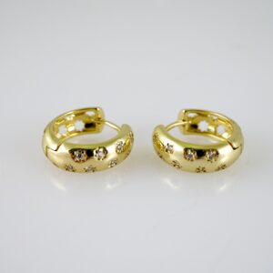 E2392 Earrings - Aretes - Zircon Stone - 14K Real Color