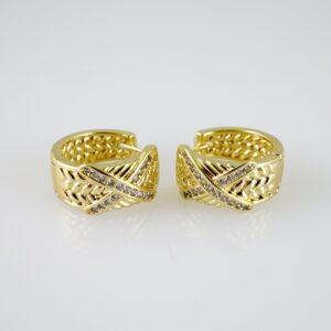 E2393 Earrings - Aretes - Zircon Stone - 14K Real Color