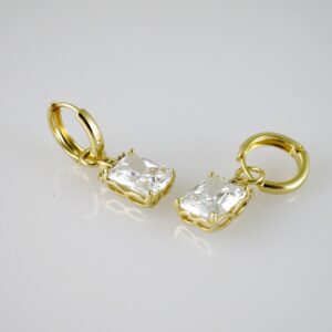 E2394 Earrings - Aretes - Zircon Stone - 14K Real Color