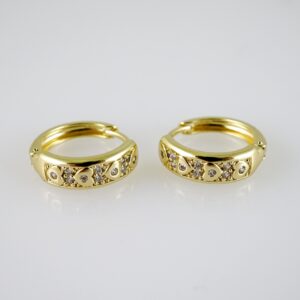 E2396 Earrings - Aretes - Zircon Stone - 14K Real Color