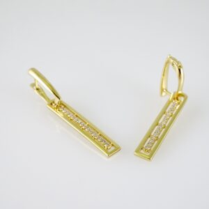 E2397 Earrings - Aretes - Zircon Stone - 14K Real Color
