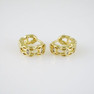 E2398 Earrings - Aretes - Zircon Stone - 14K Real Color