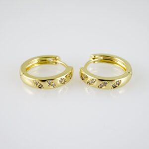 E2400 Earrings - Aretes - Zircon Stone - 14K Real Color