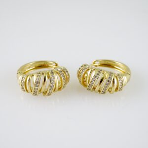 E2401 Earrings - Aretes - Zircon Stone - 14K Real Color