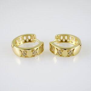 E2402 Earrings - Aretes - Zircon Stone - 14K Real Color