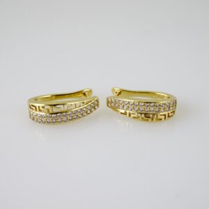 E2414 Earrings - Aretes - Zircon Stone - 14K Real Color