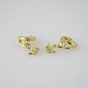 E2419 Earrings - Aretes - Zircon Stone - 14K Real Color