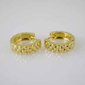 E2421 Earrings - Aretes - Three Tone - Plain