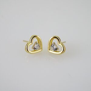 E2428 Earrings - Aretes - Zircon Stone - 14K Real Color