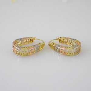 E2429 Earrings - Aretes - Three Tone - Plain