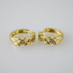 E2430 Earrings - Aretes - Zircon Stone - 14K Real Color