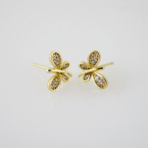 E2431 Earrings - Aretes - Zircon Stone - 14K Real Color