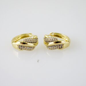 E2432 Earrings - Aretes - Zircon Stone - 14K Real Color