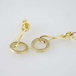 E2433 Earrings - Aretes - Zircon Stone - 14K Real Color