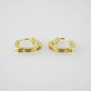 E2434 Earrings - Aretes - Zircon Stone - 14K Real Color